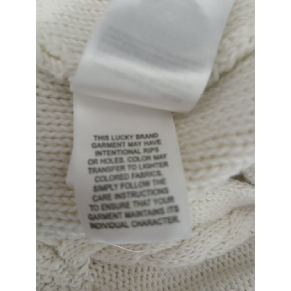 Lucky Brand Cozy Off White Cable Knit Cardigan Buttons sz XL - Picture 10 of 11